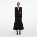 Black Sequin Knit Tailored Midi Dress