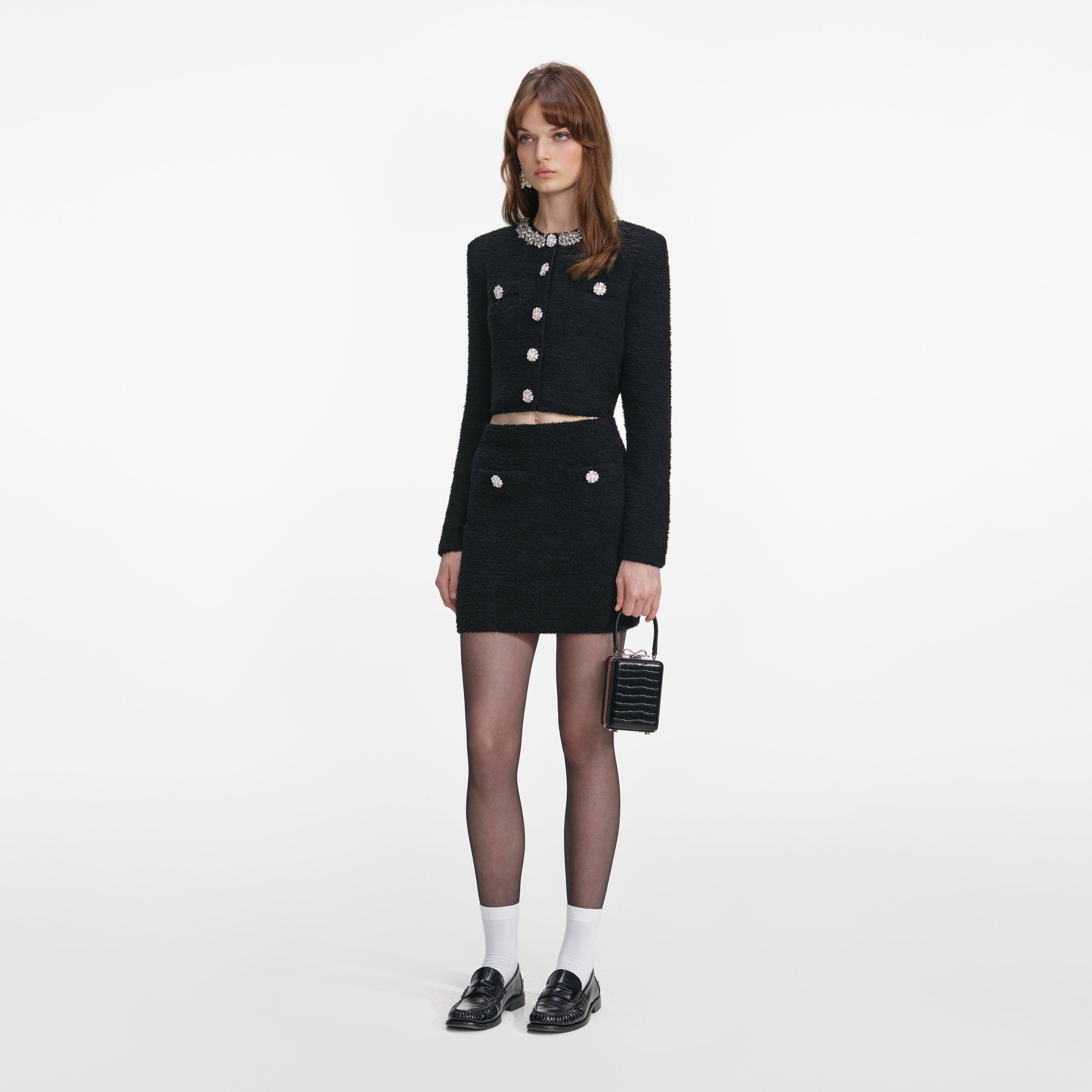 Black Crystal Trim Cardigan