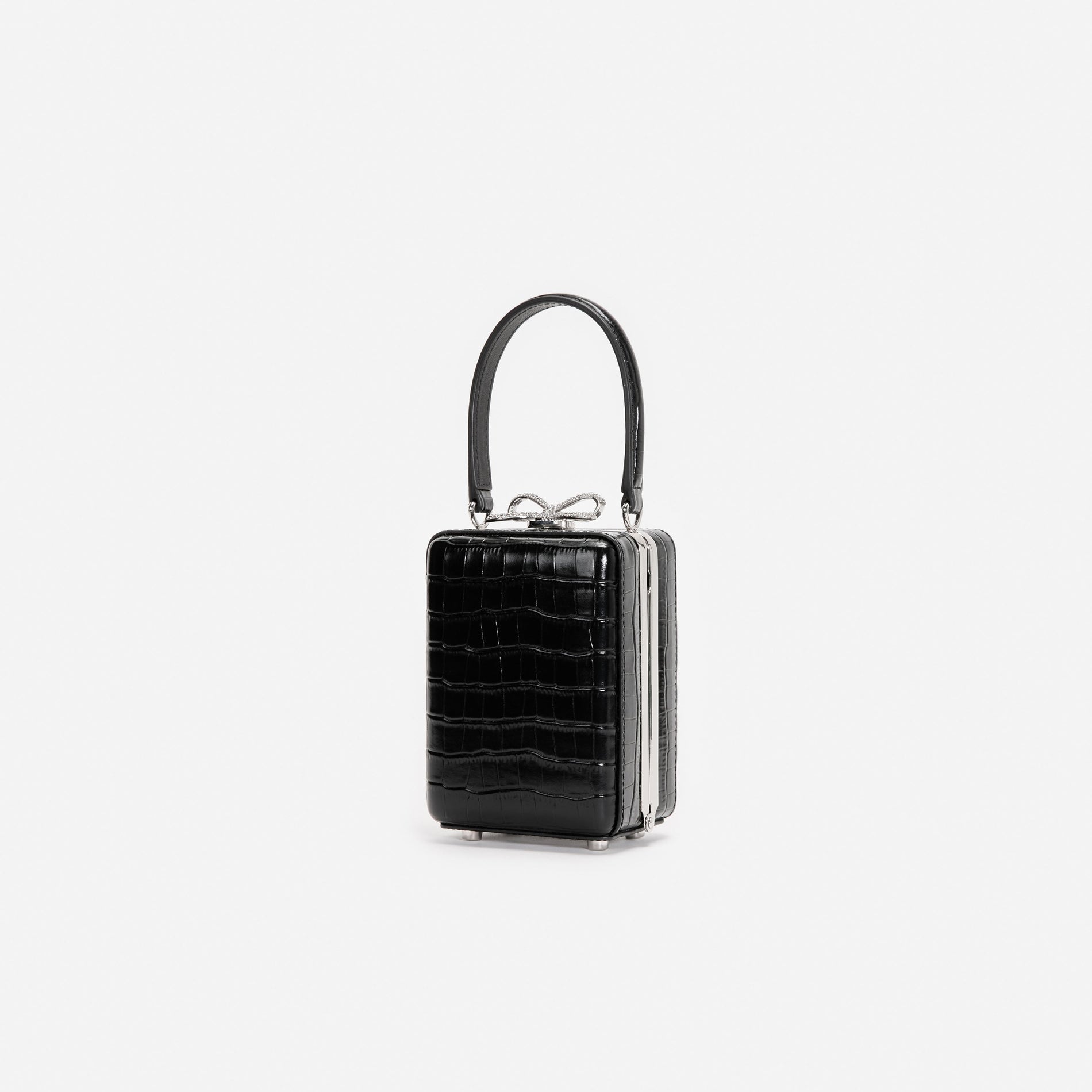 Black Croc Leather Micro Bag
