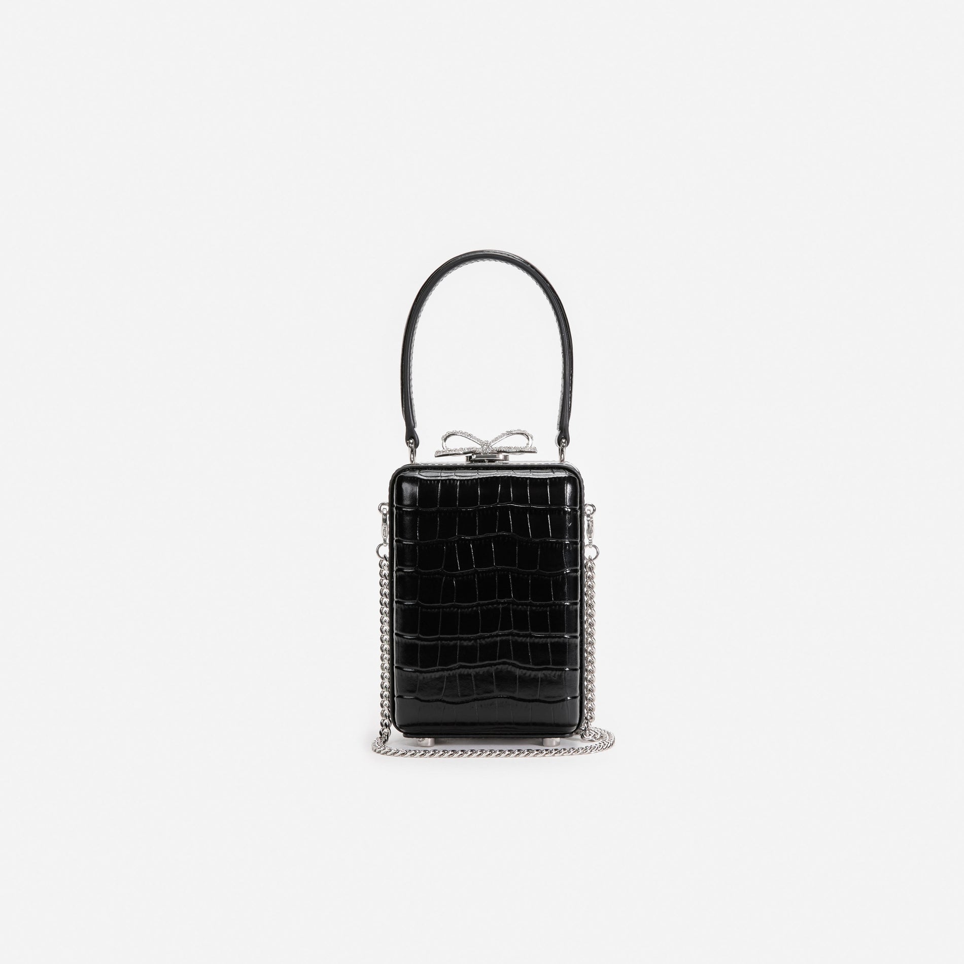 Black Croc Leather Micro Bag