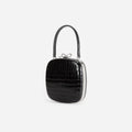 Black Croc Leather Compact Mini Bag