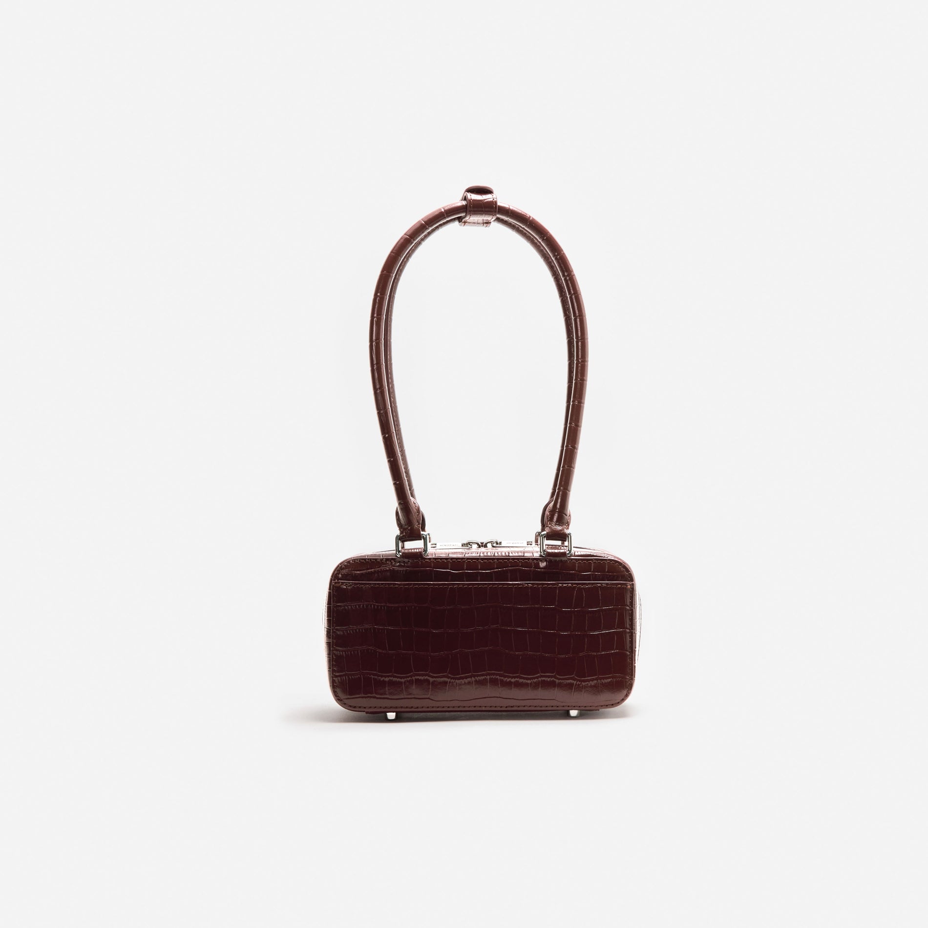 Brown Croc Leather Mini Shoulder Bag