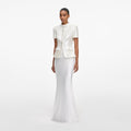 White Sequin Tailored Maxi Dress