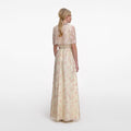 Champagne Floral Embellished Maxi Dress