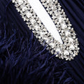 Navy Chiffon Feather Midi Dress
