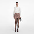 Multi Rhinestone Fishnet Mini Skirt
