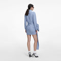 Blue Cotton Tie Side Mini Dress