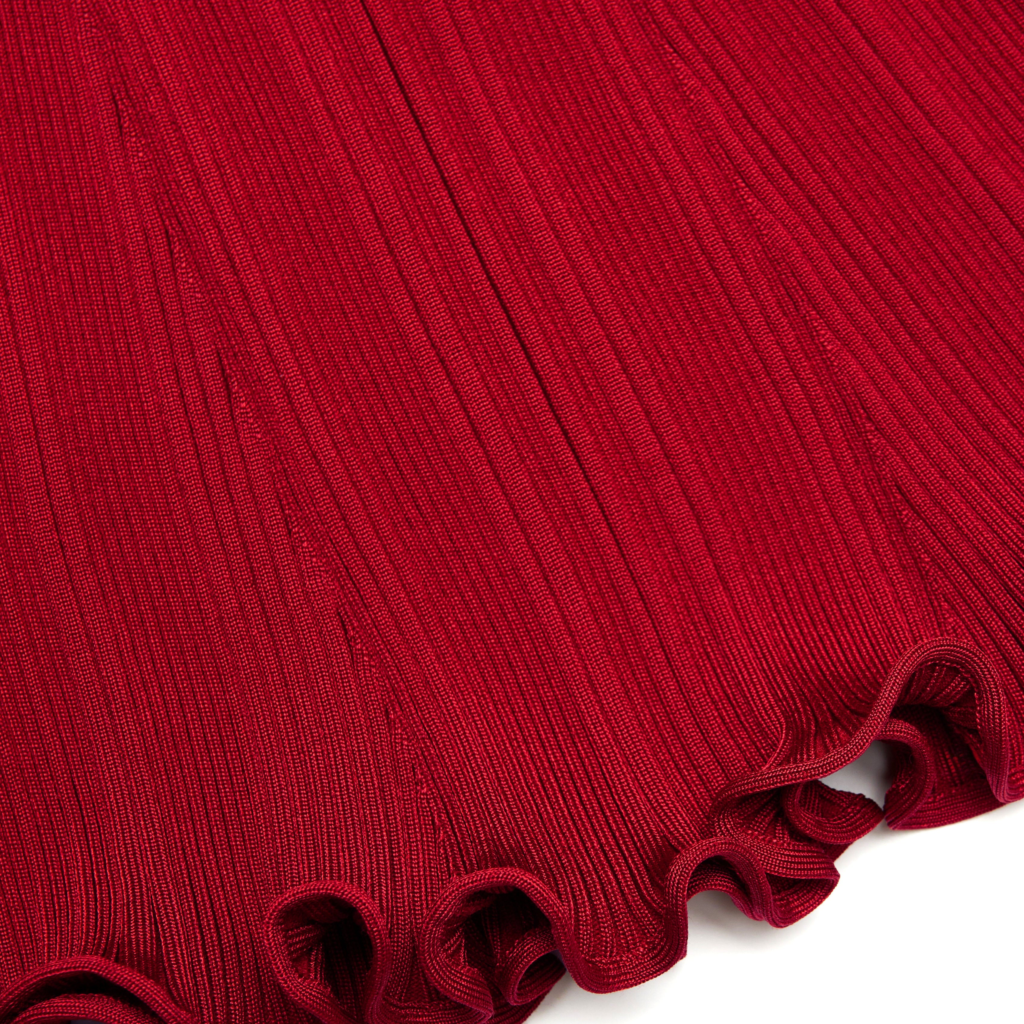 Red Viscose Knit Midi Skirt