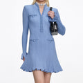 Blue Pearl Trim Knit Mini Dress