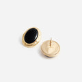 Hammered Gold Black Earrings