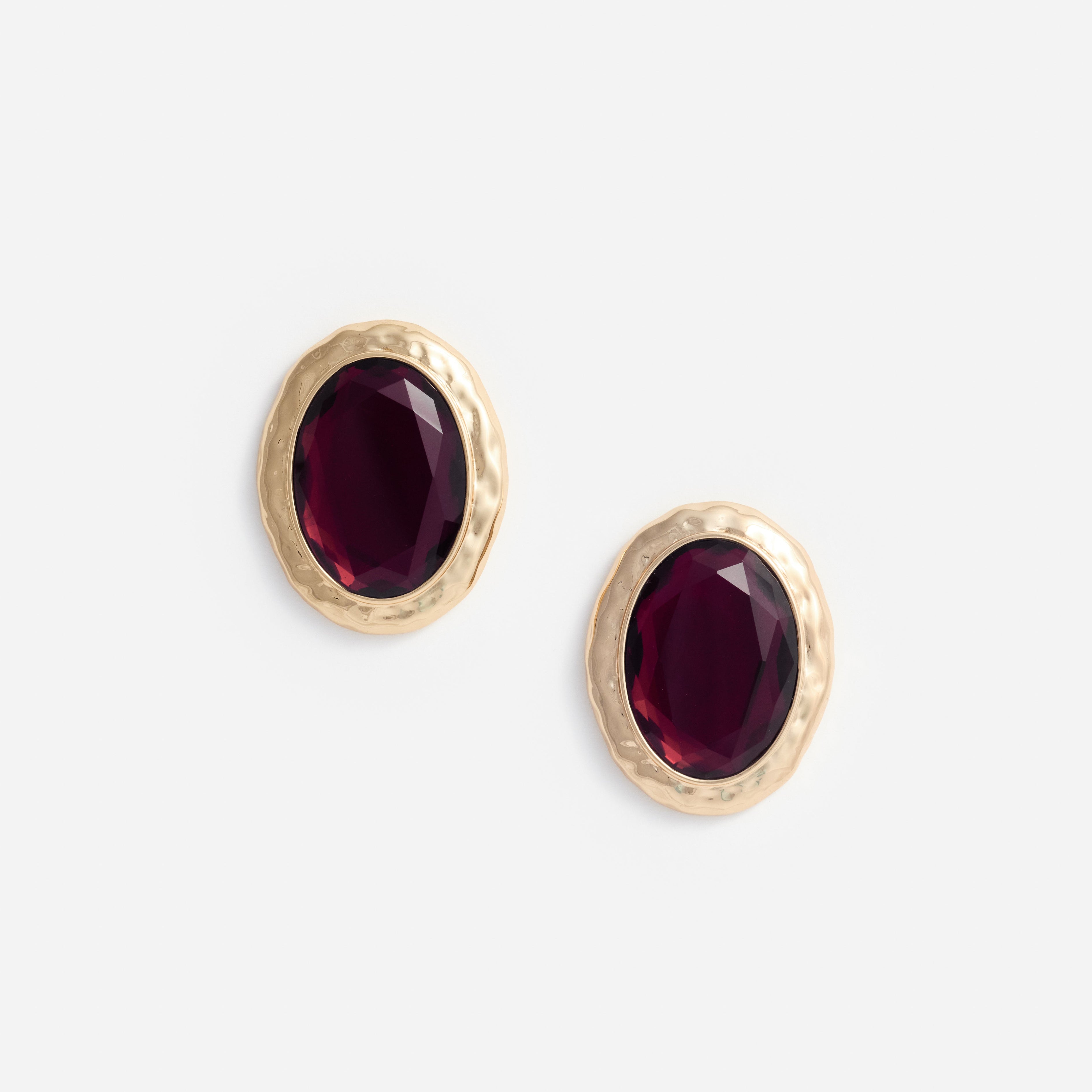 Hammered Gold Red Earrings