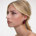 Hammered Gold Red Earrings