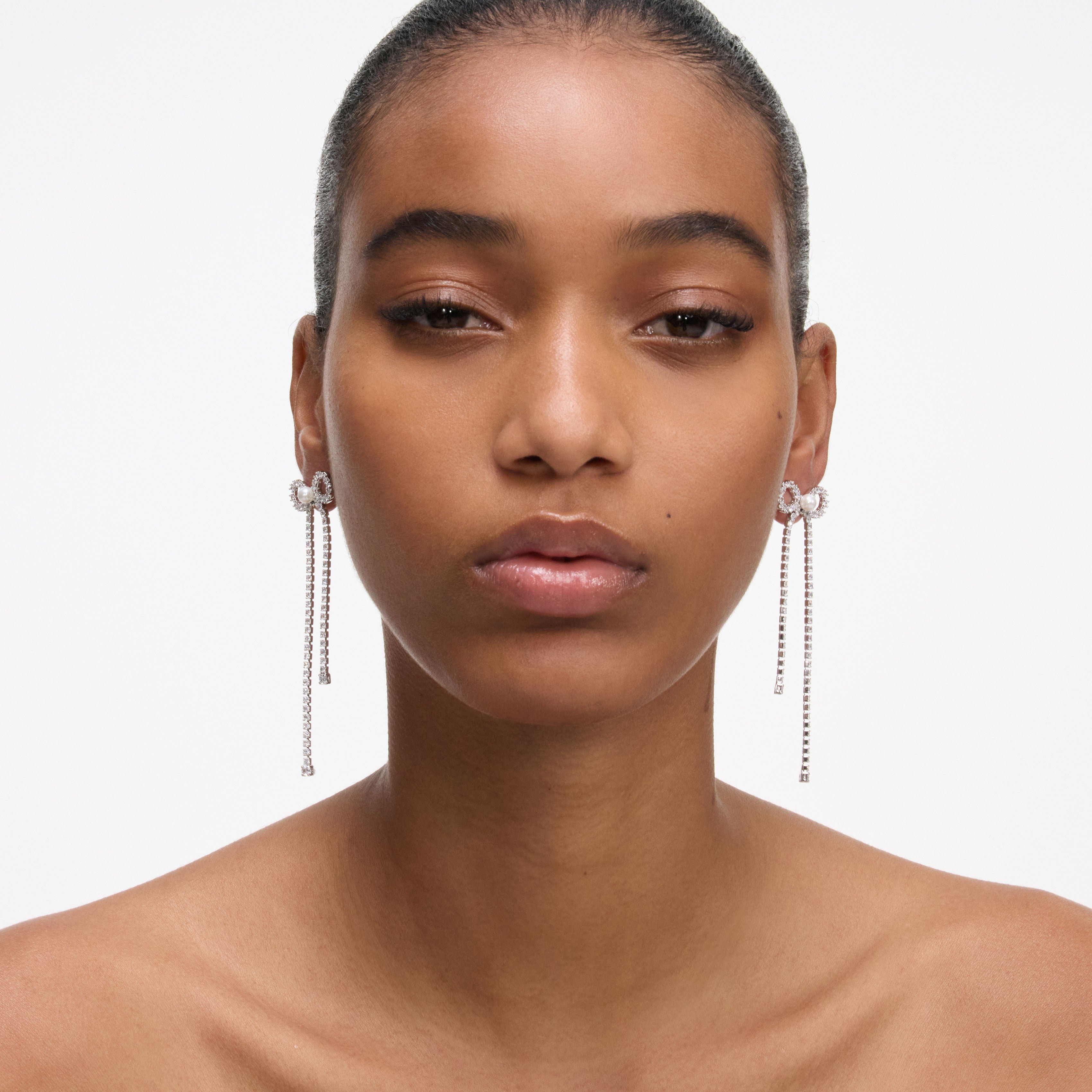 Crystal Droplet Bow Earrings