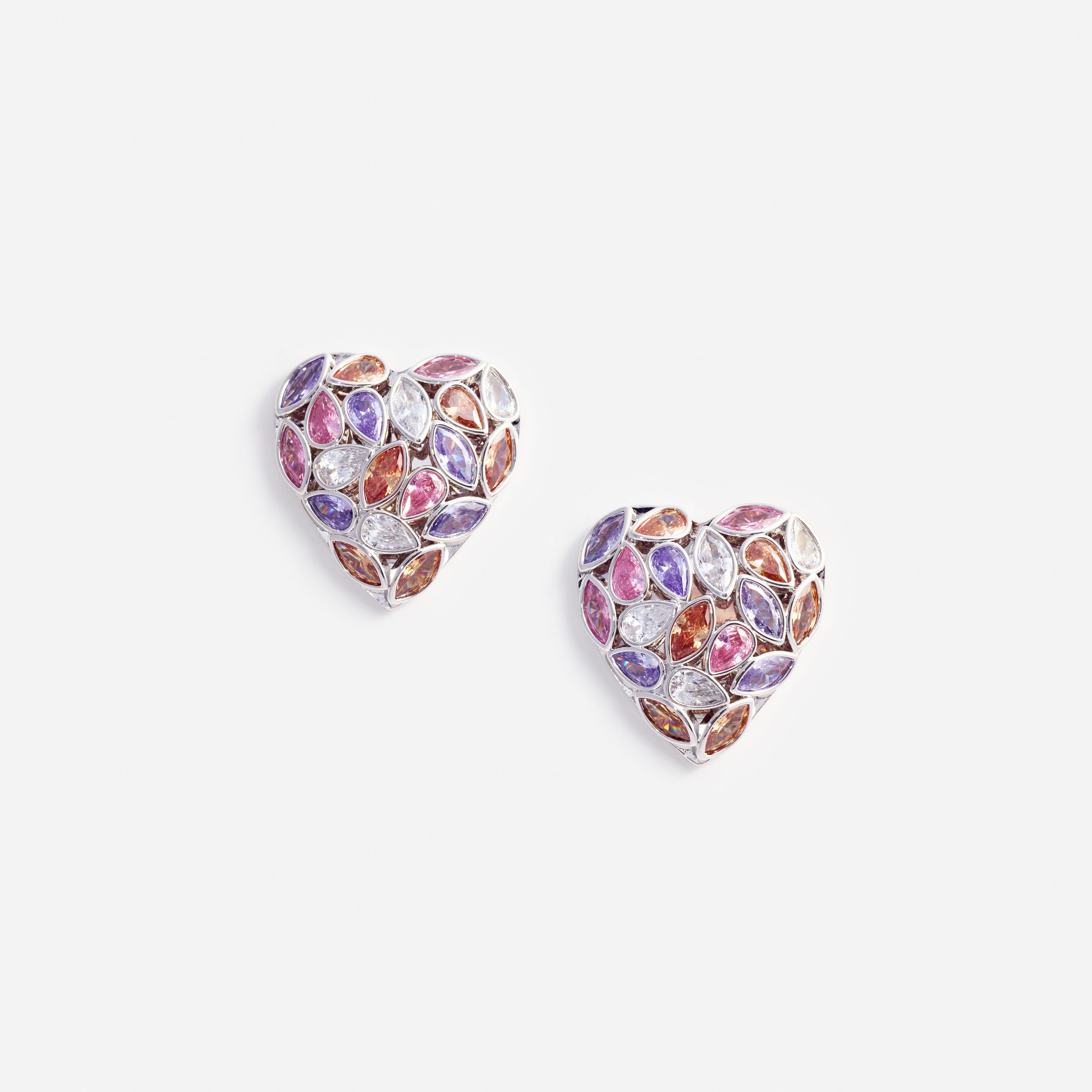 Multi Embellished Heart Earrings