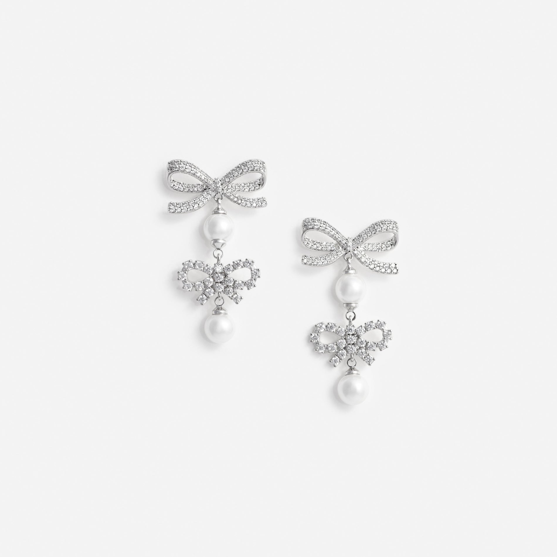 Double Bow Pearl Earrings
