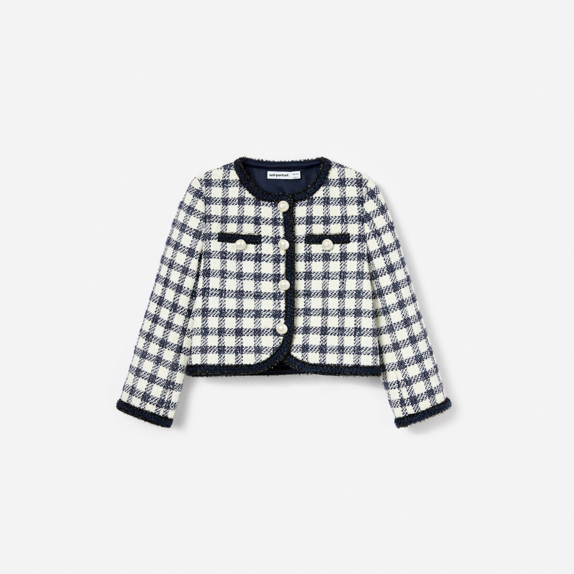 Navy Check Boucle Jacket
