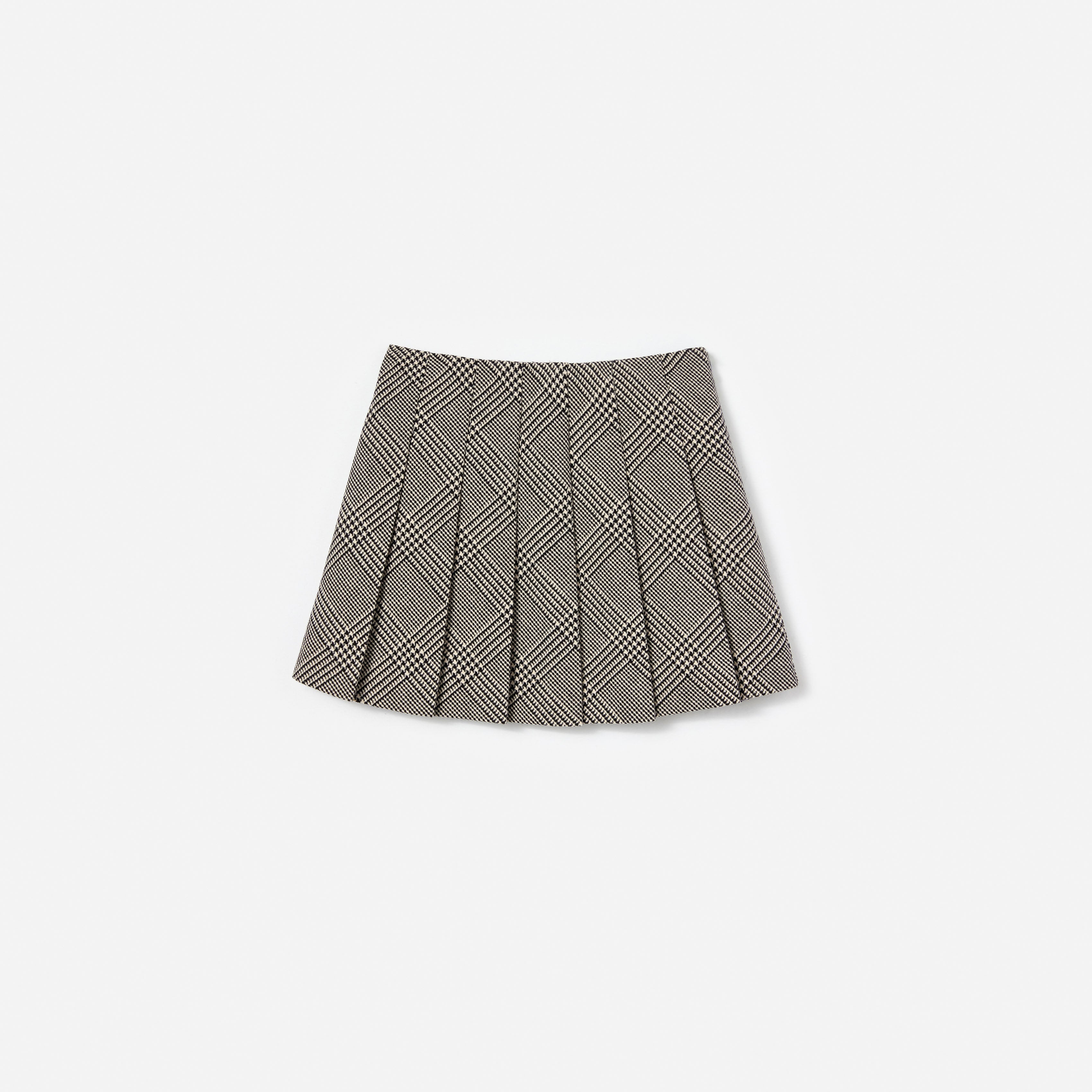Black Check Pleated Skirt