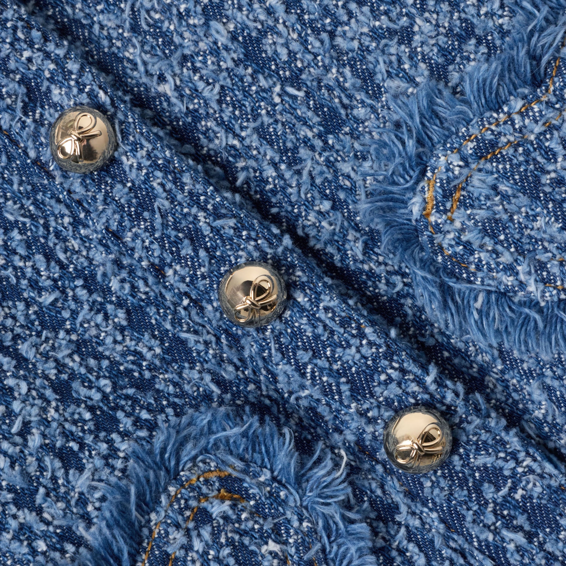 Textured Denim Heart Trim Jacket