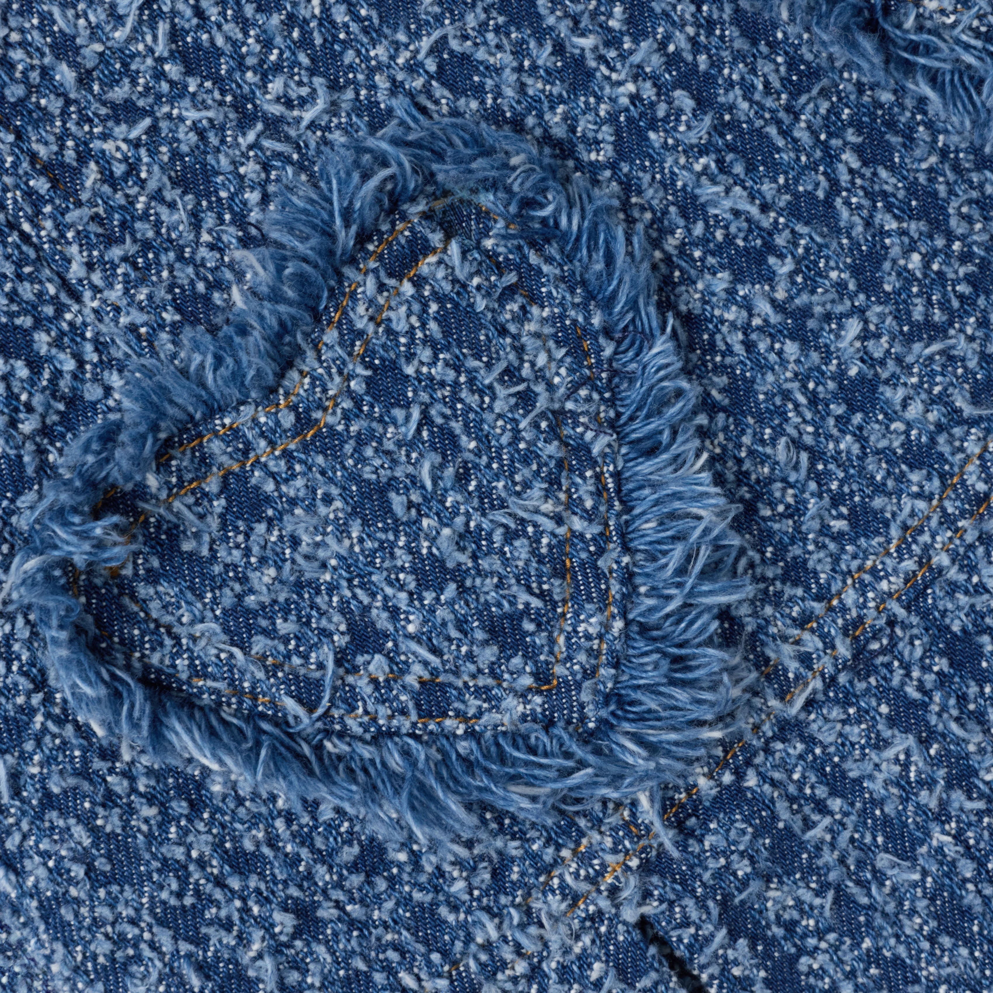 Textured Denim Heart Trim Dress