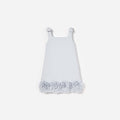 Blue Crepe Flower Dress
