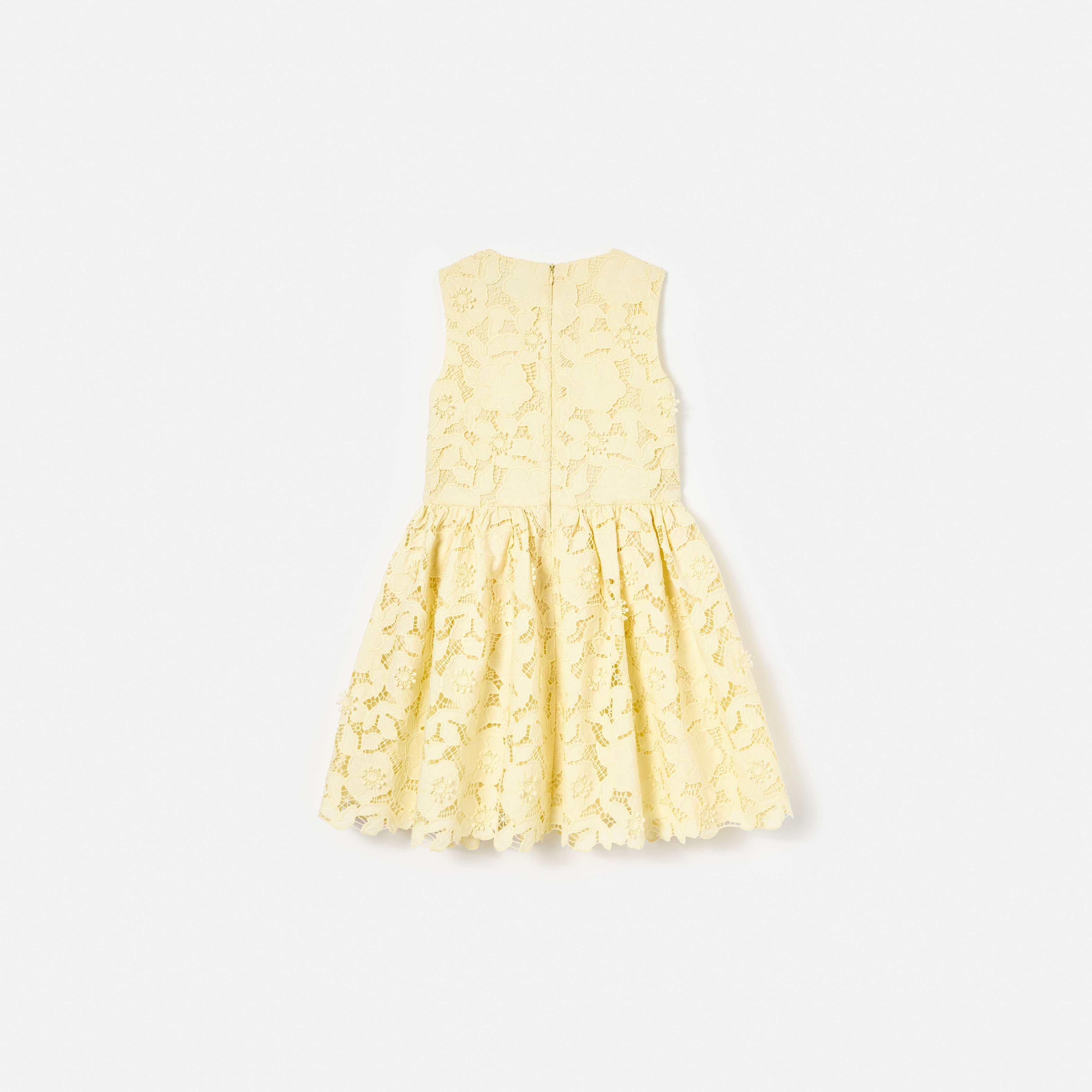 Yellow Sleeveless Lace Dress