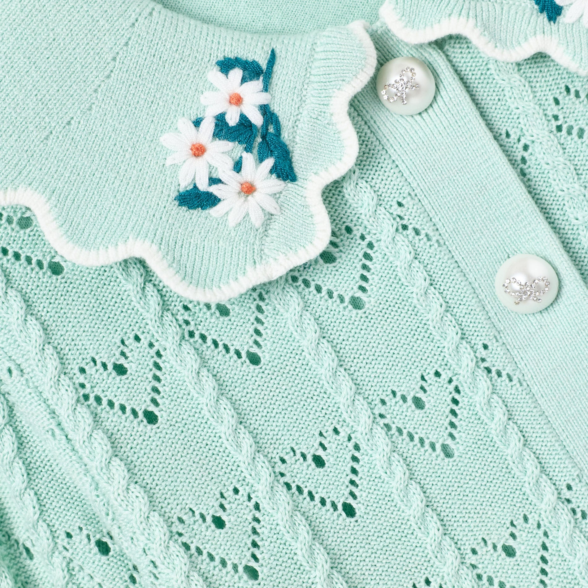 Mint Heart Knit Cardigan