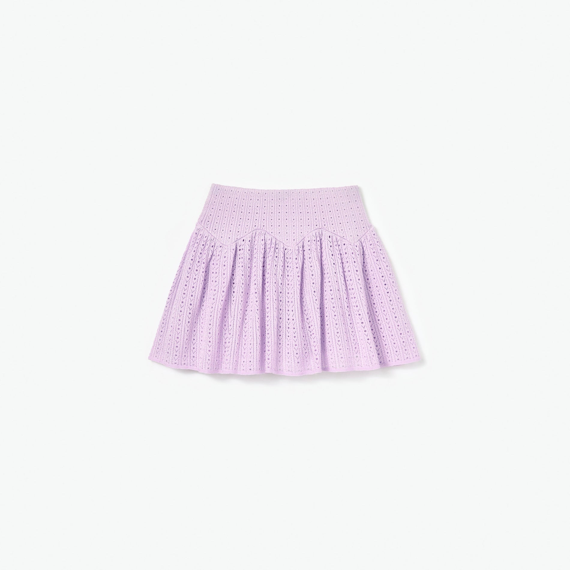 Pink Pointelle Ribbed Knit Skirt
