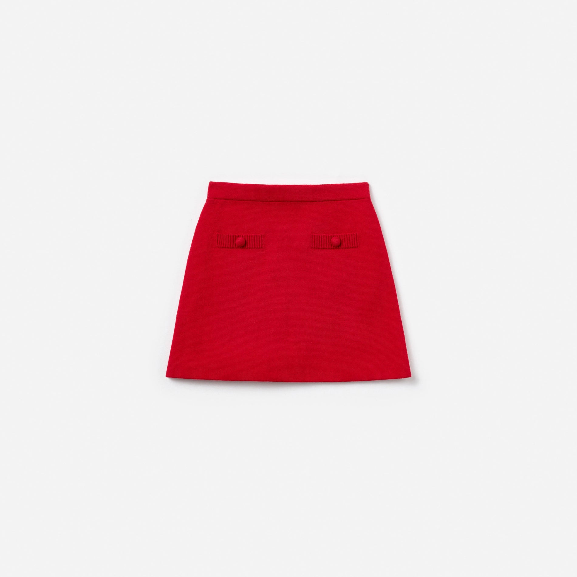 Red Flower Trim Knit Skirt