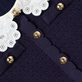 Navy Knit Pleated Dress