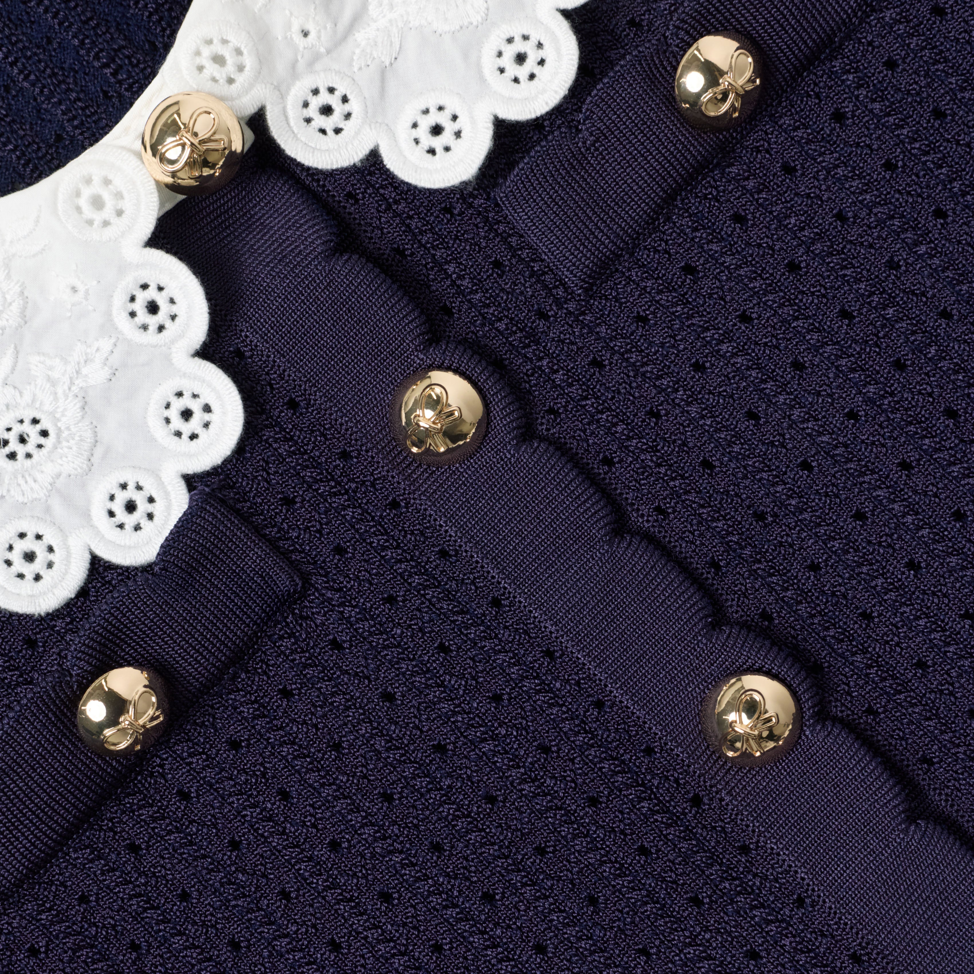 Navy Knit Pleated Dress