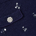 Navy Embellished Knit Skirt