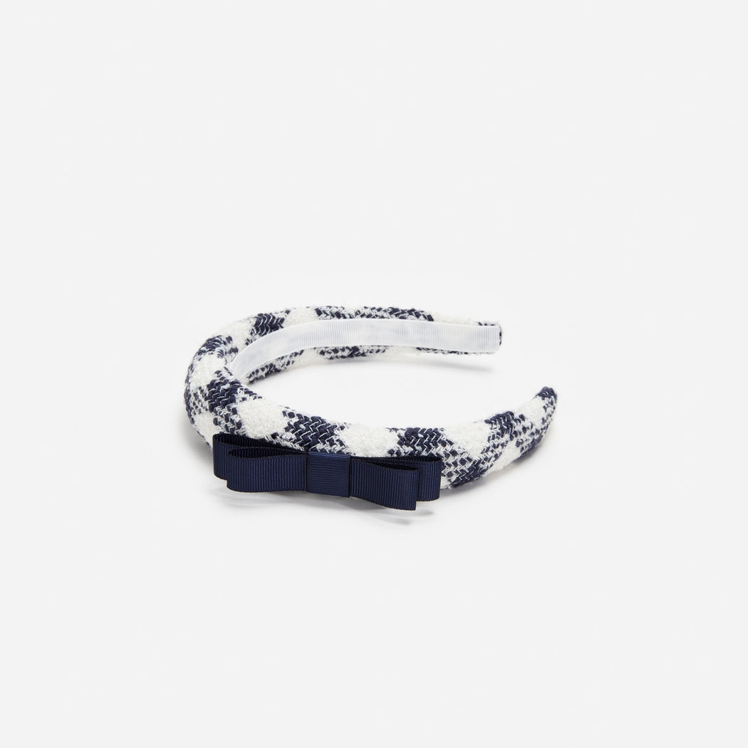 Navy Check Boucle Headband