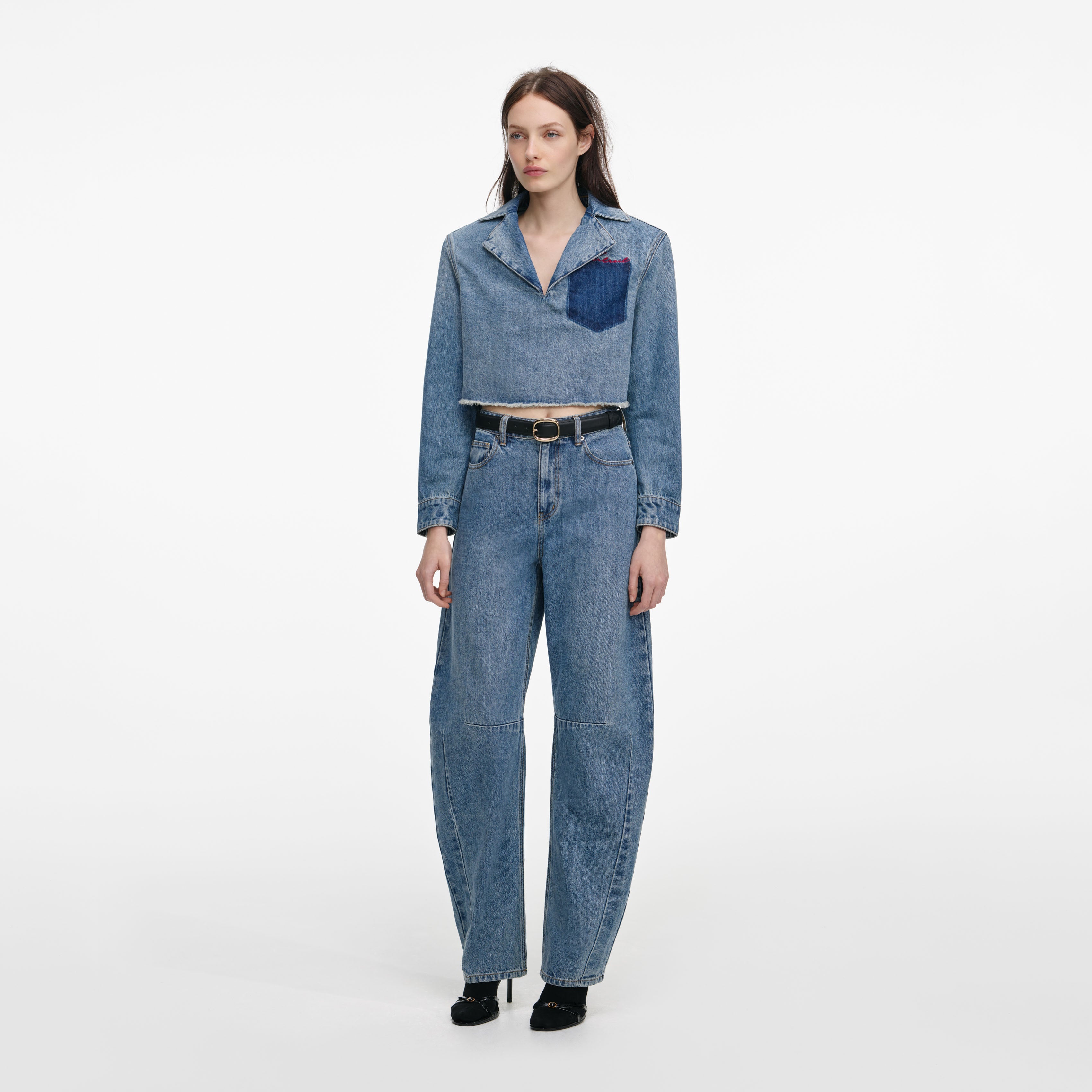 Cropped Denim Shirt