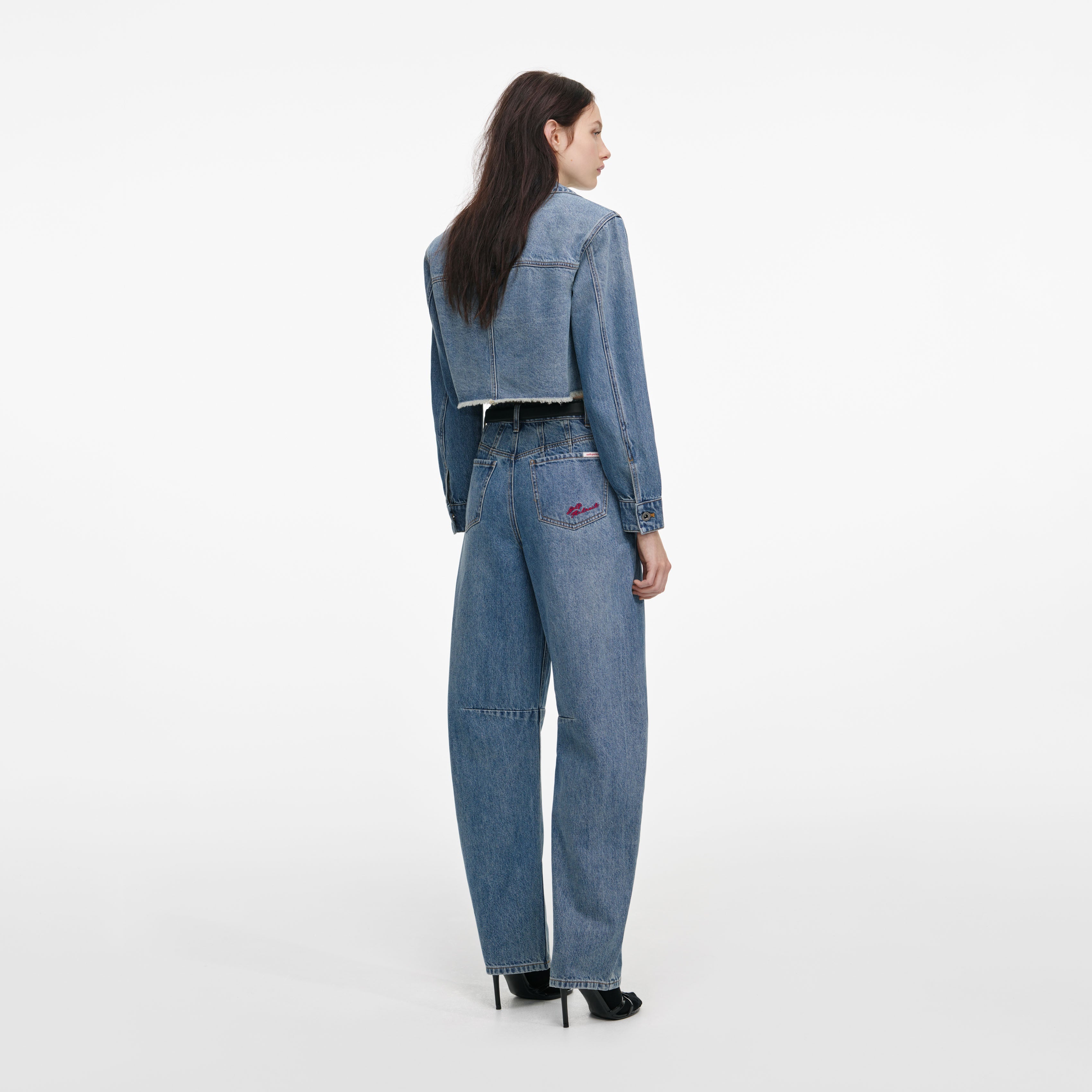 Blue Barrel Leg Jeans