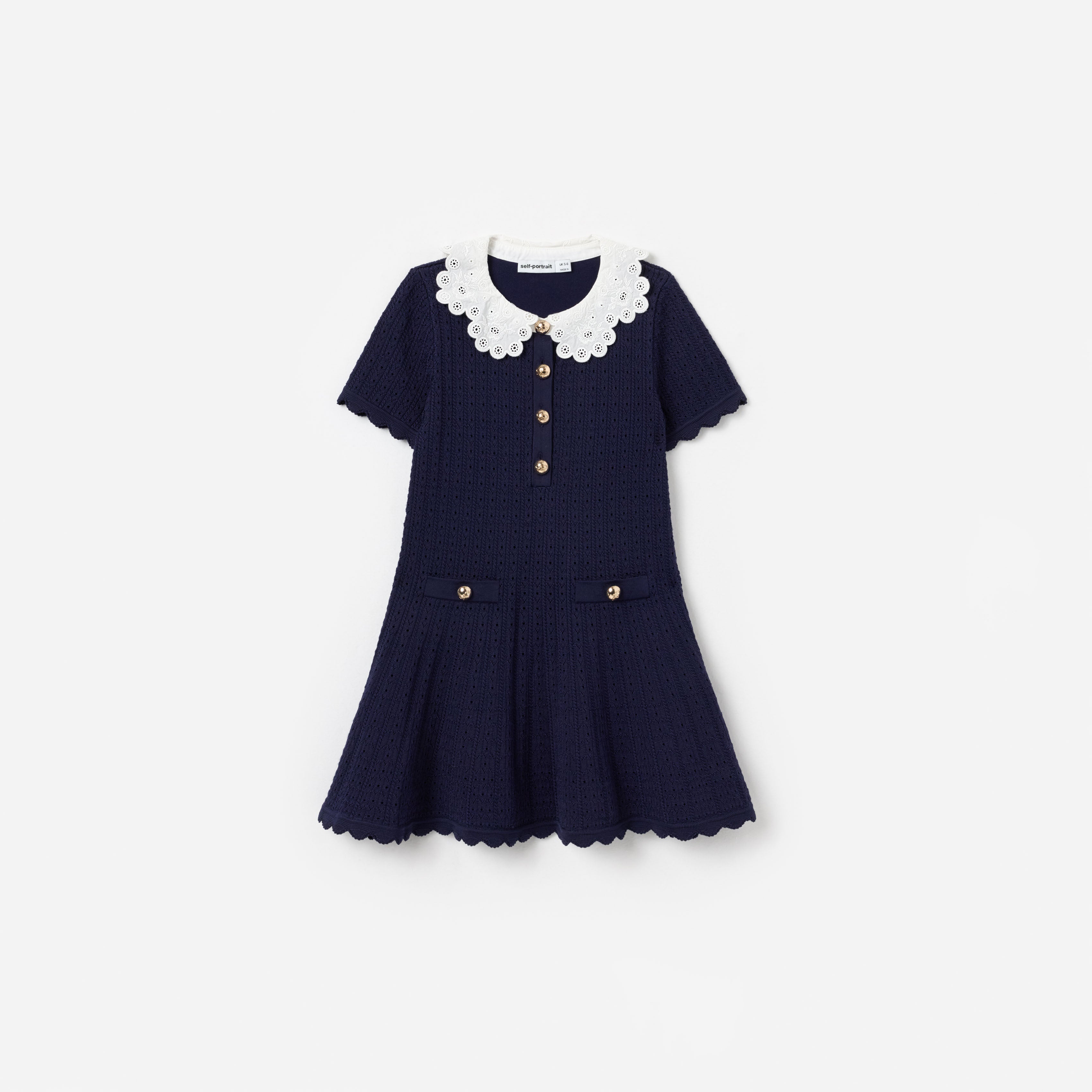 Navy Contrast Collar Knit Dress