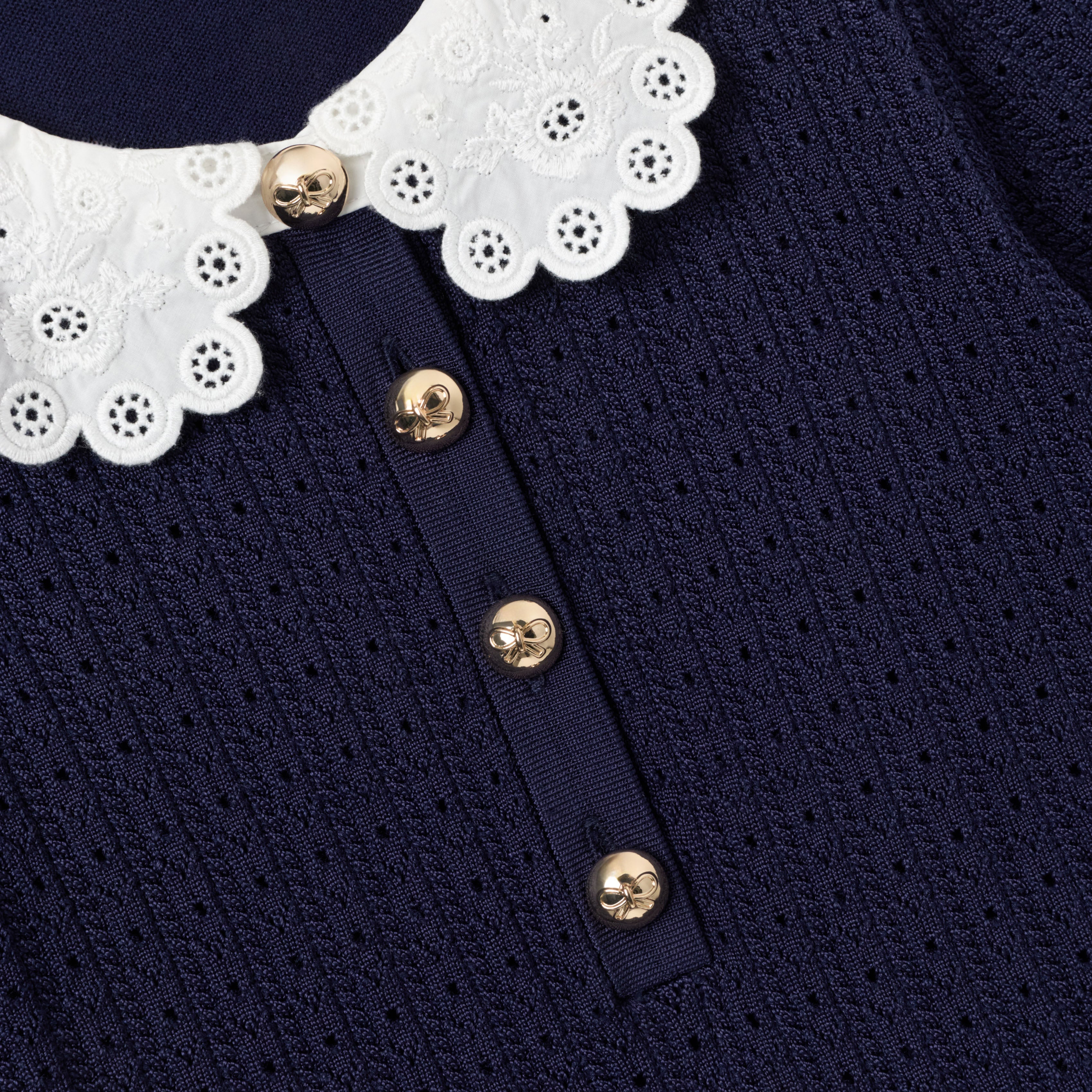 Navy Contrast Collar Knit Dress