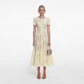 Yellow Lace Embellished Midi Dress