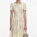 Yellow Lace Embellished Midi Dress