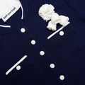 Navy Crochet Flower Knit Midi Dress