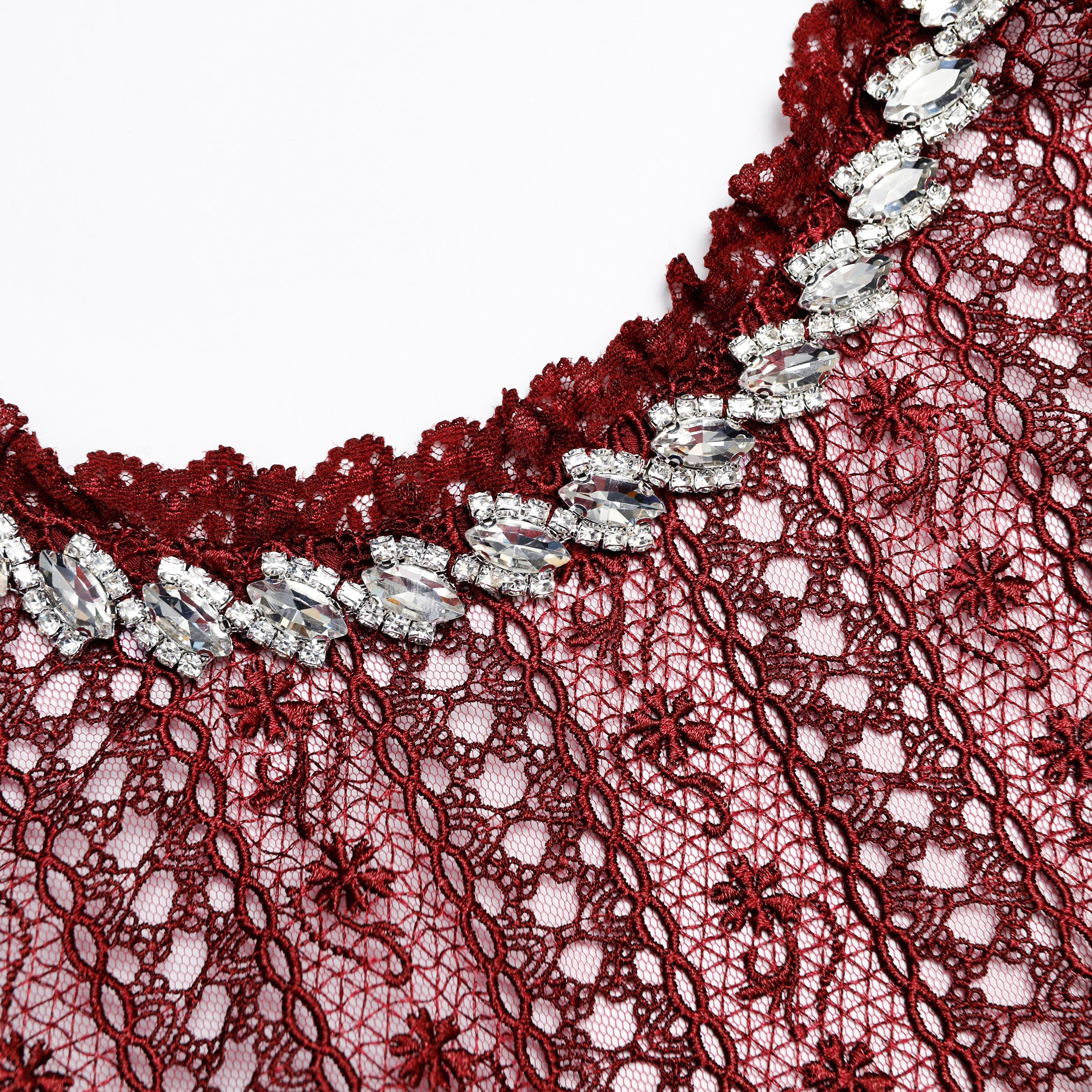 Burgundy Organza Lace Maxi Dress