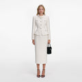 Cream Boucle Tailored Midi Dress