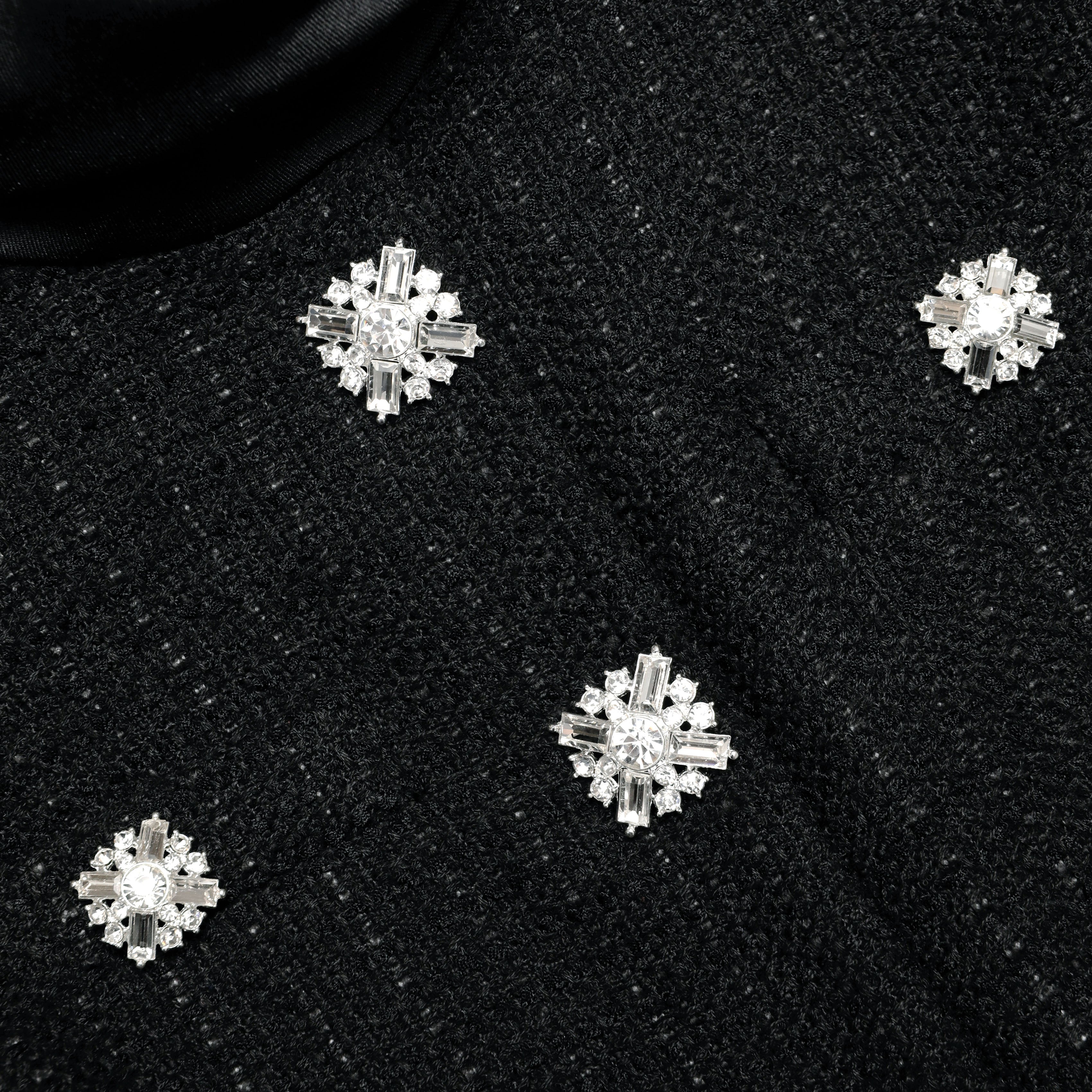 Black Boucle Collared Mini Dress