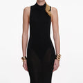 Black Racer Back Viscose Knit Maxi Dress