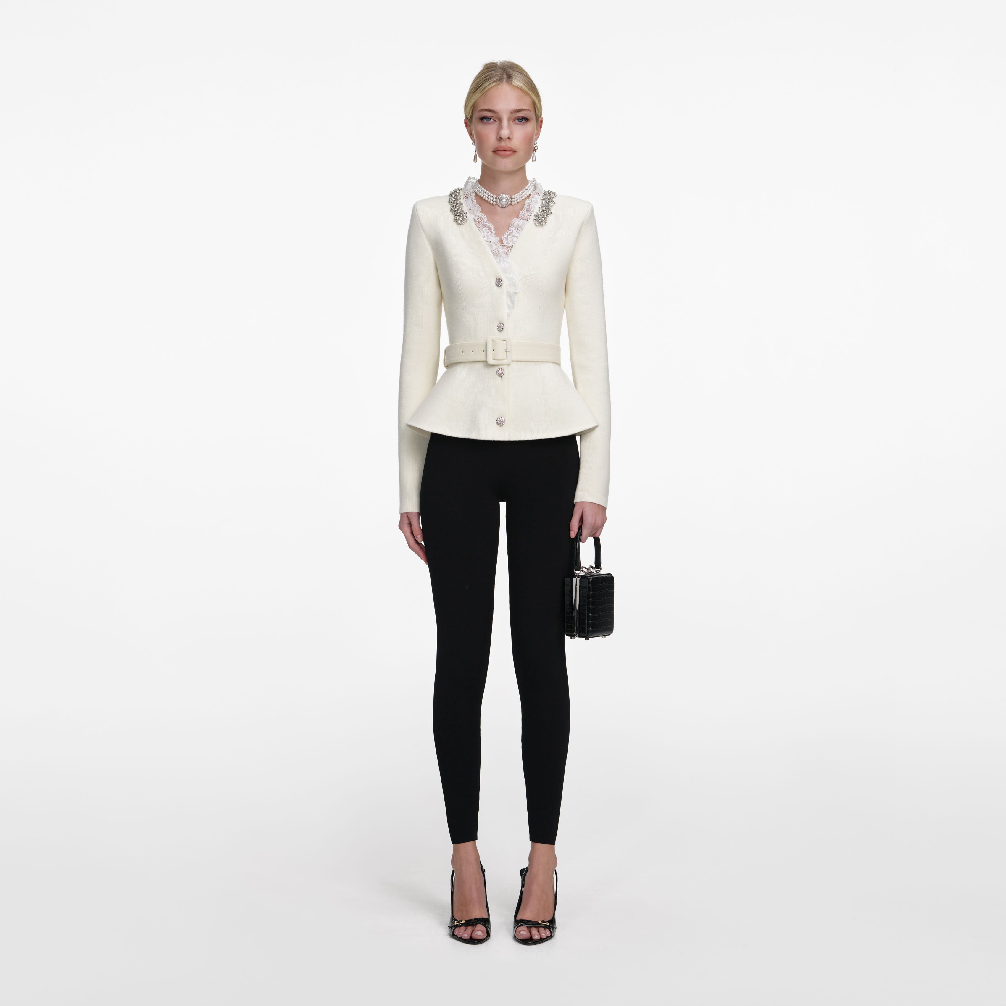 Cream Crystal Trim Cardigan