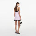 Pink Satin Contrast Lace Mini Dress