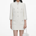 Cream Boucle Mini Dress