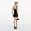 Black Crepe Beaded Trim Mini Dress