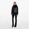 Black Faux Leather Bomber Jacket