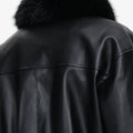 Black Faux Leather Bomber Jacket