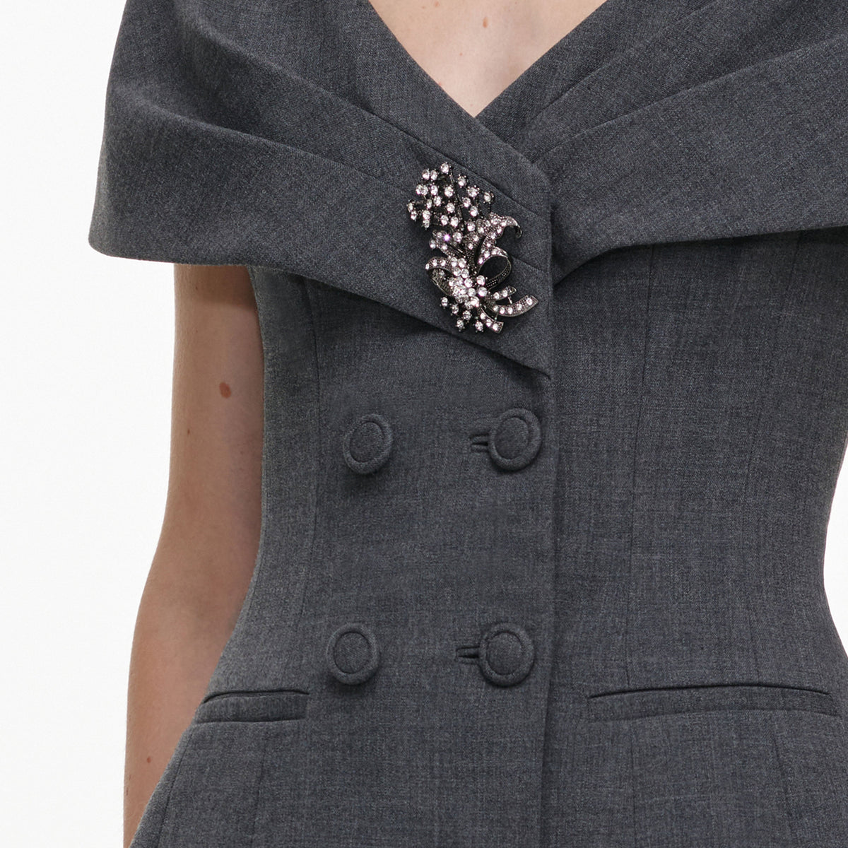 Grey Tailored Brooch Jumpsuit